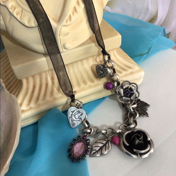 Vintage 90’s Grunge Metal Charm Necklace Super Cute! - Picture 7 of 11